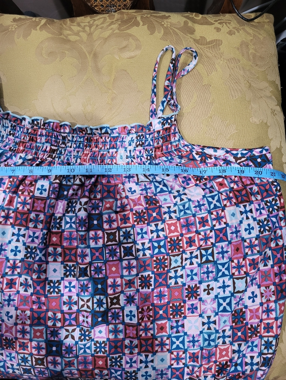 Joyspun Stretch Smocked Chemise Lounge Dress - Picture 4 of 6